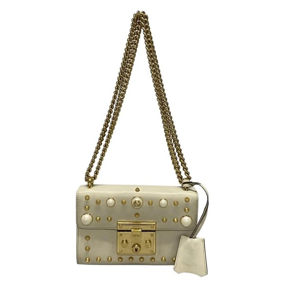 GUCCI Padlock Cream Gold Leather Shoulder Bag bran610-100425 - Picture 1 of 16